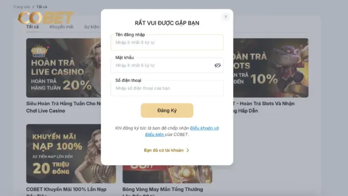 Hướng dẫn chi tiết cách đặt cược tại COBET